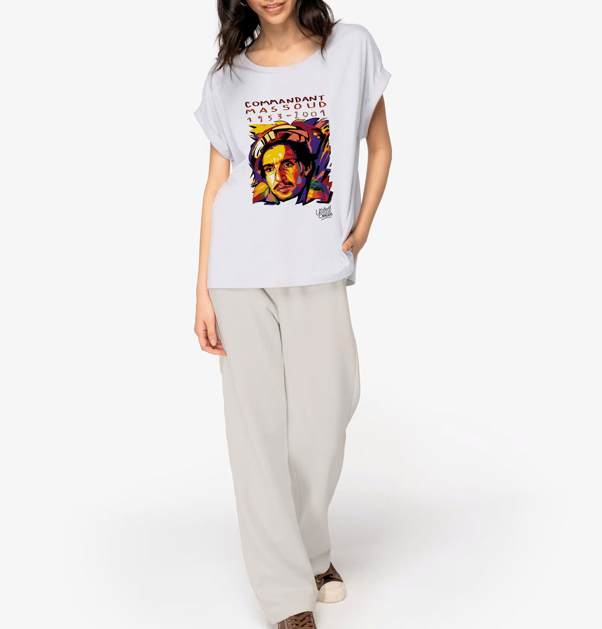 Ahmed Shah Massoud I Damen T-Shirt mit Umschlagärmeln