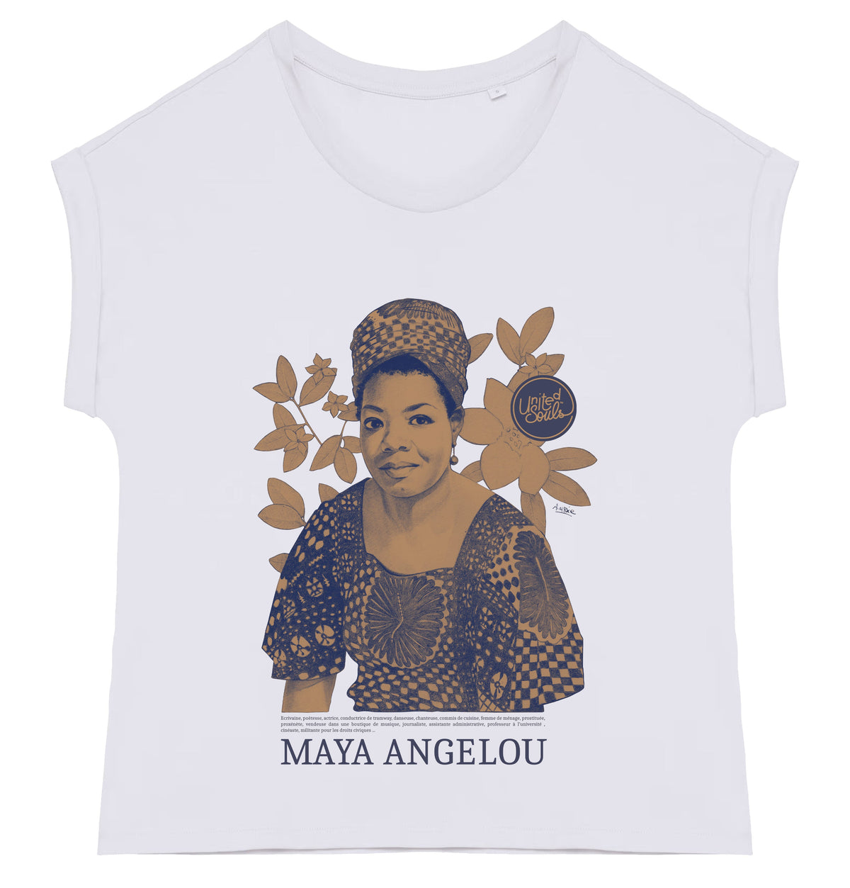 Maya Angelou color I Le t-shirt manches à revers femme United Souls - Des visages, une lutte, un héritage à porter !