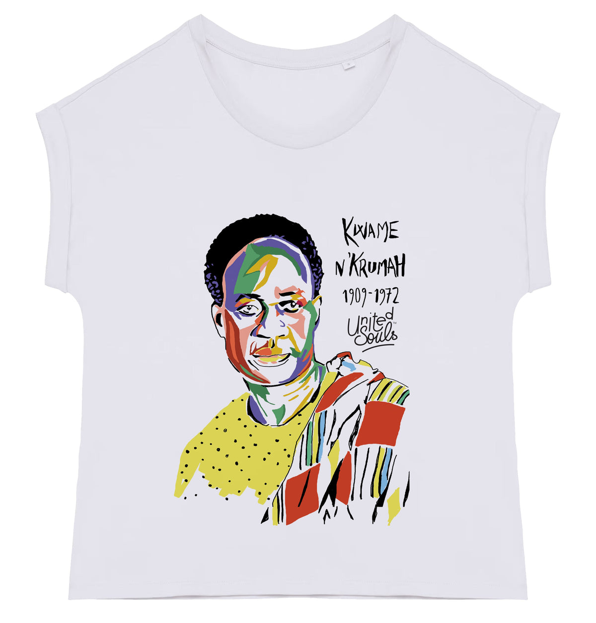 Kwame Nkrumah I Le t-shirt manches à revers femme United Souls - Des visages, une lutte, un héritage à porter !
