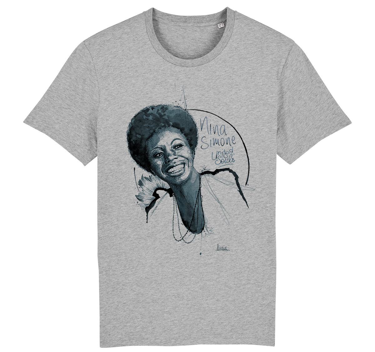 Nina Simone | T-shirt coton bio gris chiné – Bons plans