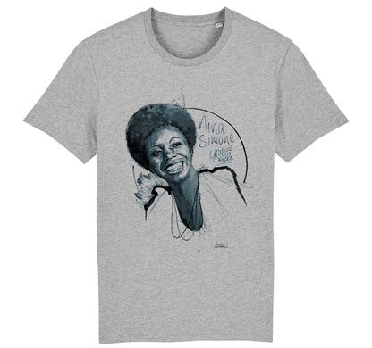 Nina Simone | T-shirt coton bio gris chiné – Bons plans