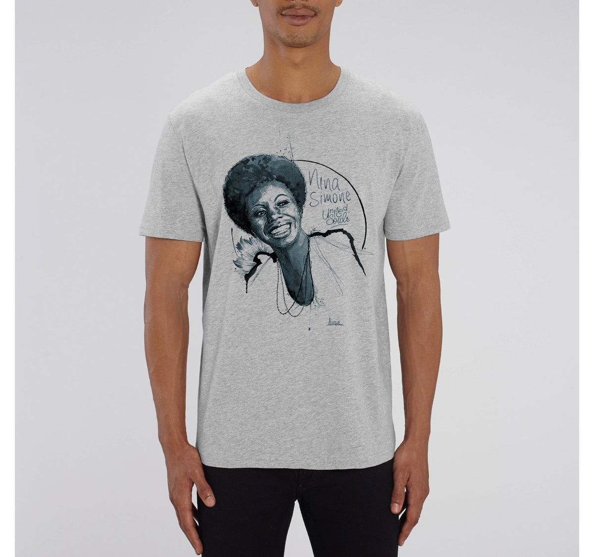 Nina Simone | T-shirt coton bio gris chiné – Bons plans