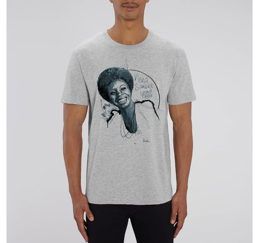 Nina Simone | T-shirt coton bio gris chiné – Bons plans