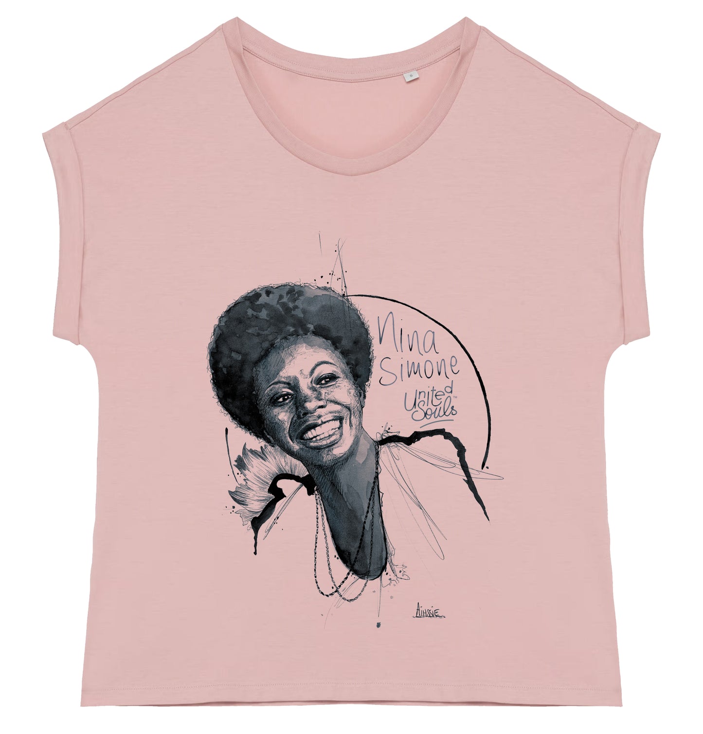 Nina Simone I Damen T-Shirt mit Manschettenärmeln