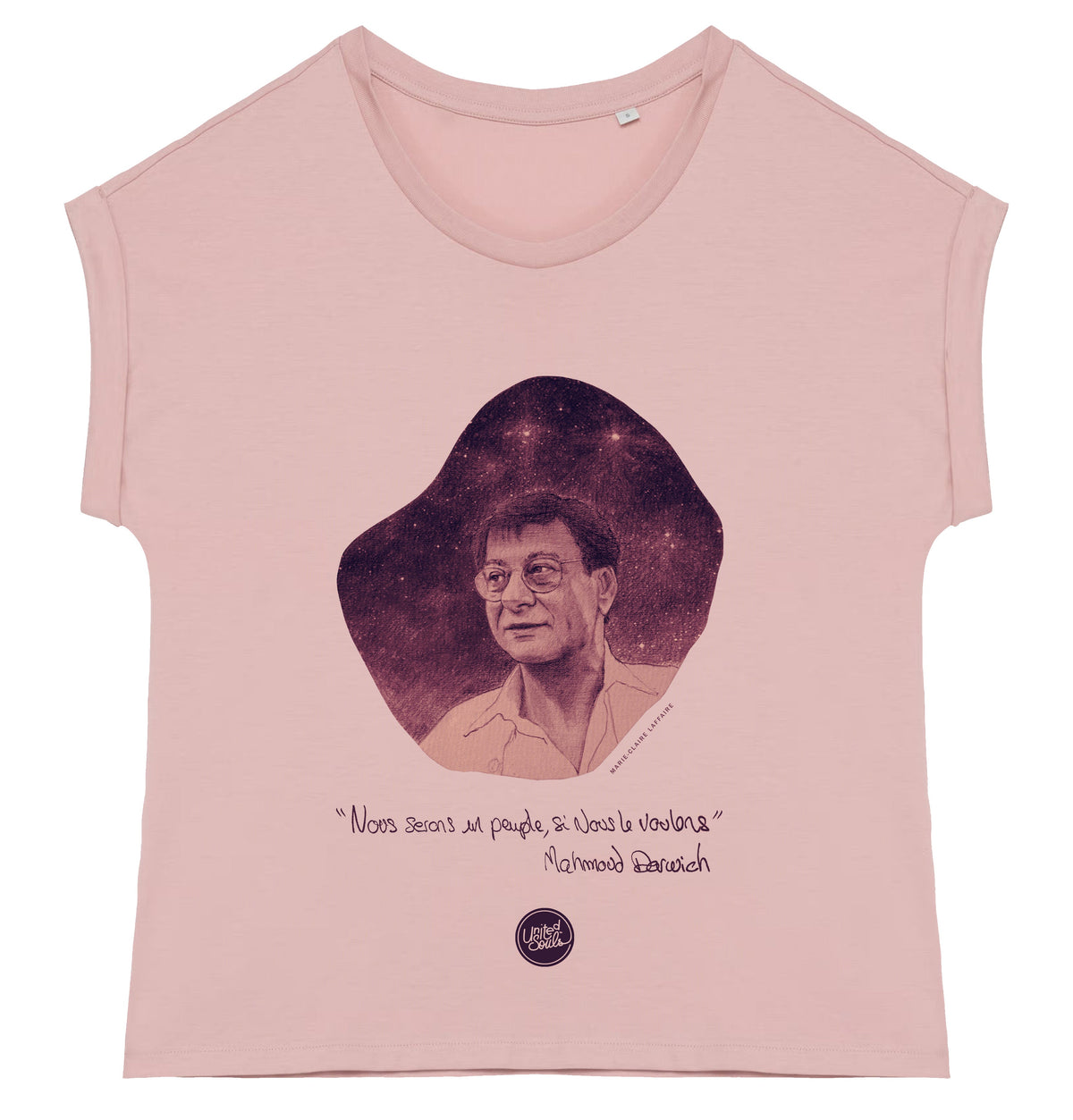 Mahmoud Darwich I Le t-shirt manches à revers femme United Souls - Des visages, une lutte, un héritage à porter !