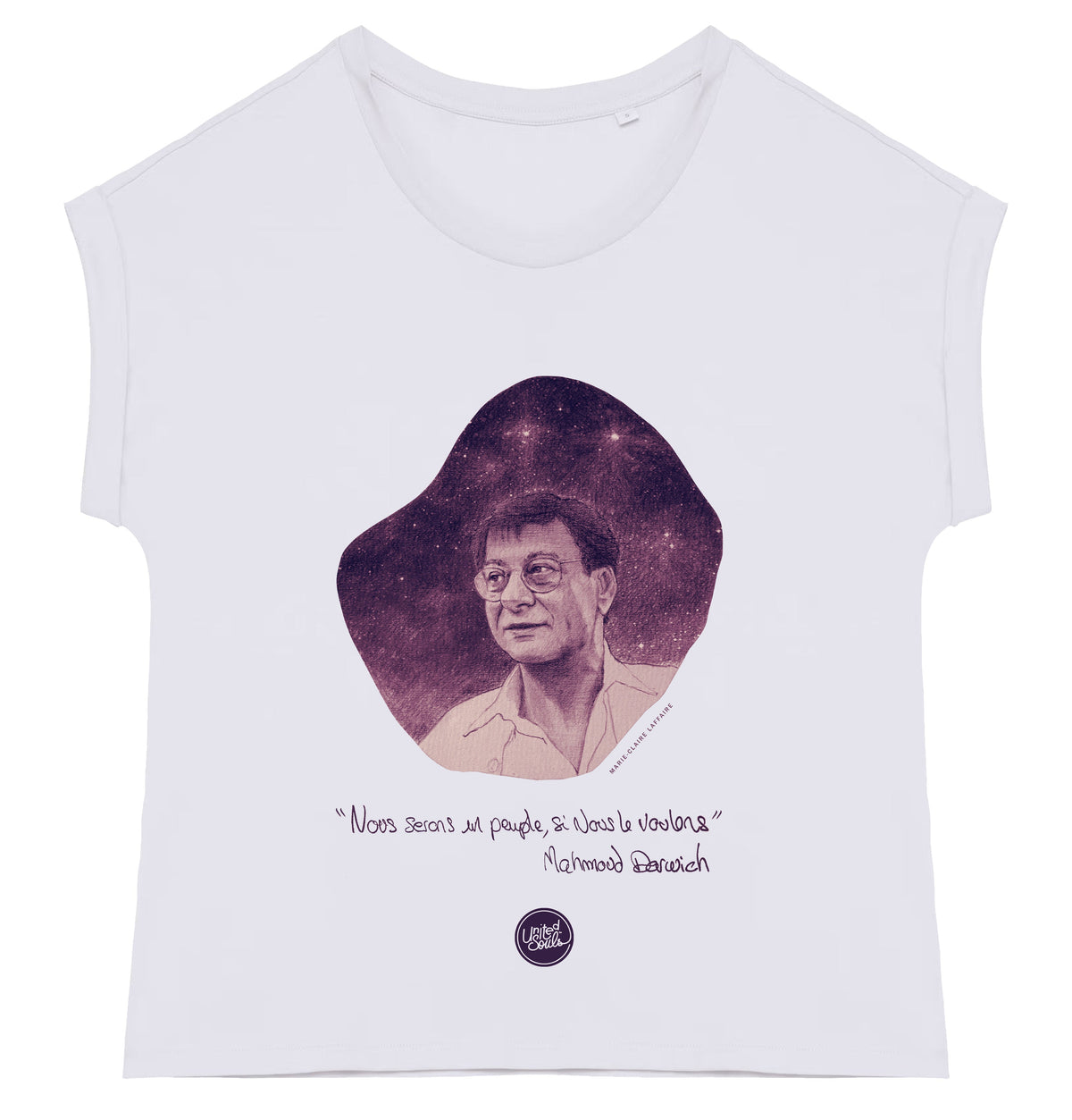 Mahmoud Darwich I Le t-shirt manches à revers femme United Souls - Des visages, une lutte, un héritage à porter !