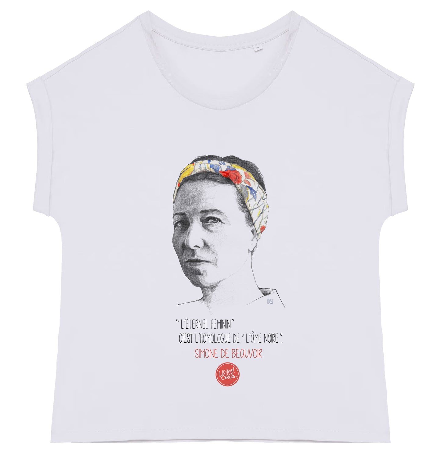 Simone de Beauvoir I Le t-shirt manches à revers femme