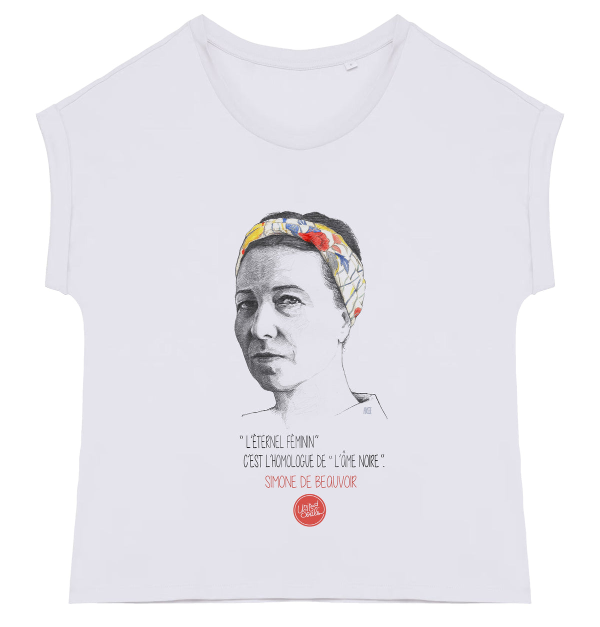 Simone de Beauvoir I Le t-shirt manches à revers femme United Souls - Des visages, une lutte, un héritage à porter !